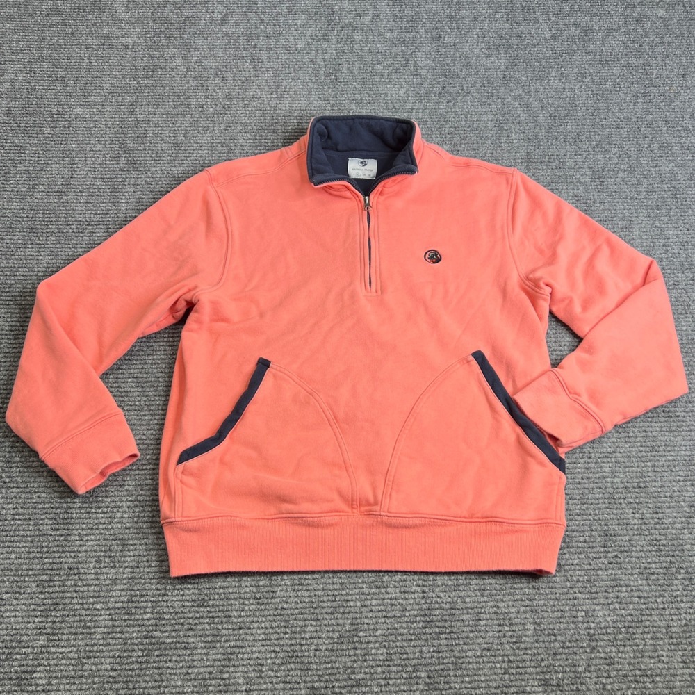 Southern Proper Womens Coral Pink Quarter Zip Pullover Cotton Sweatshirt Medium